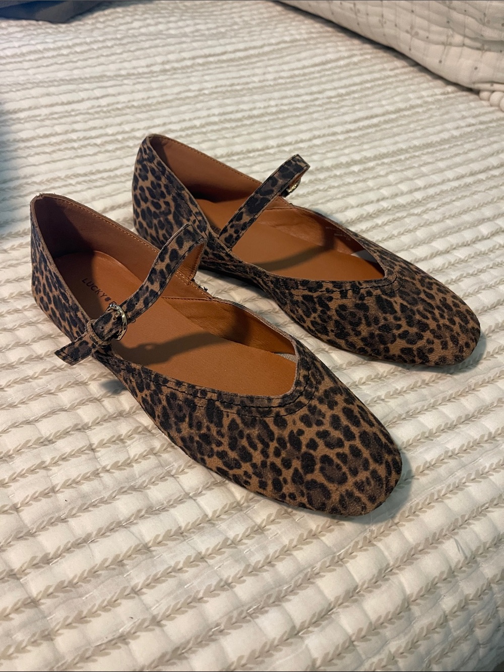 Lucky Brand Leopard Print Mary Jane Flats - Brown/Tan